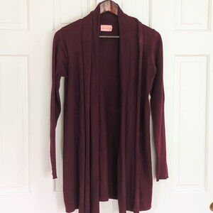 Burgundy Open Sweater Mid Length